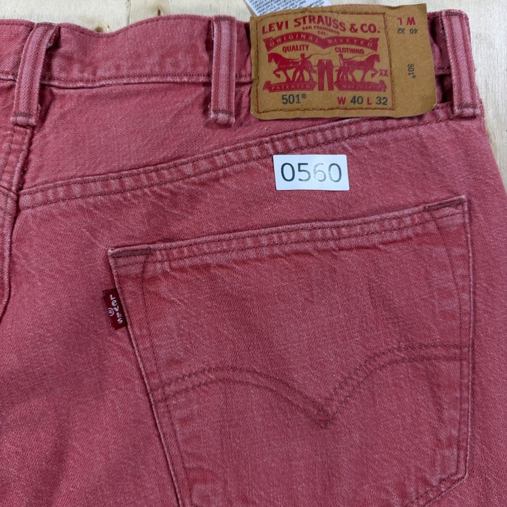 Levis 501 Original White Oak Cone Denim Jeans Red W40 L32 Mens Straight Leg